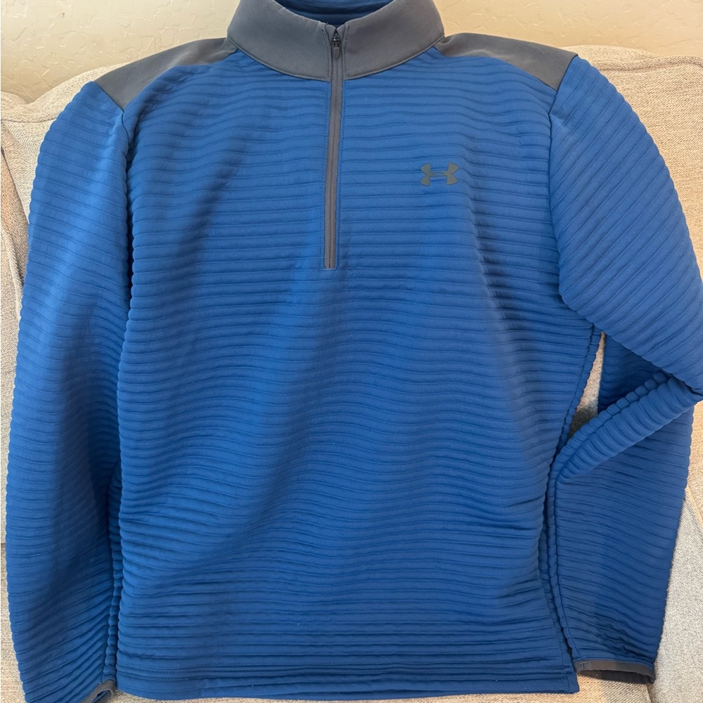 Under Armour Blue Quarter‑Zip Performance Pullover with Gray Accents